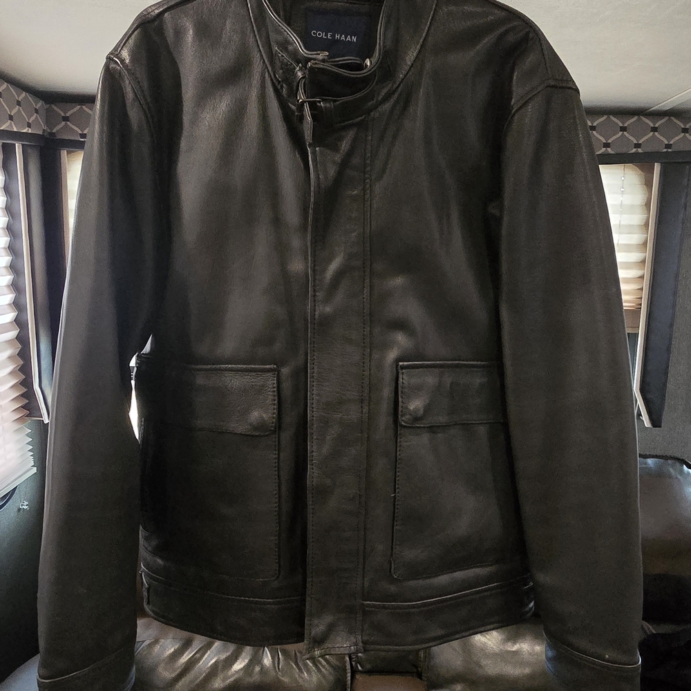 Cole Haan Men's Black Leather Field Jacket